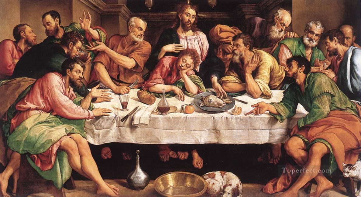 Das Abendmahl Religiosen Jacopo da Ponte Religiosen Jacopo Bassano Religiosen Christentum Ölgemälde